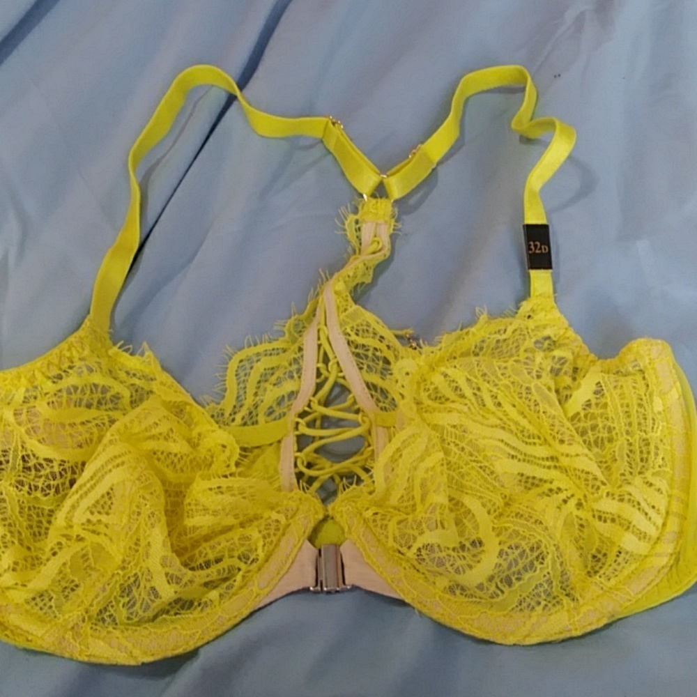 Yellow front closing victoria secret bra